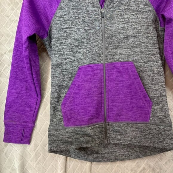 And1 Head Womens Small Hoodie Sweatshirt Gray Purple Fleece Full Zip Athletic - Picture 4 of 15